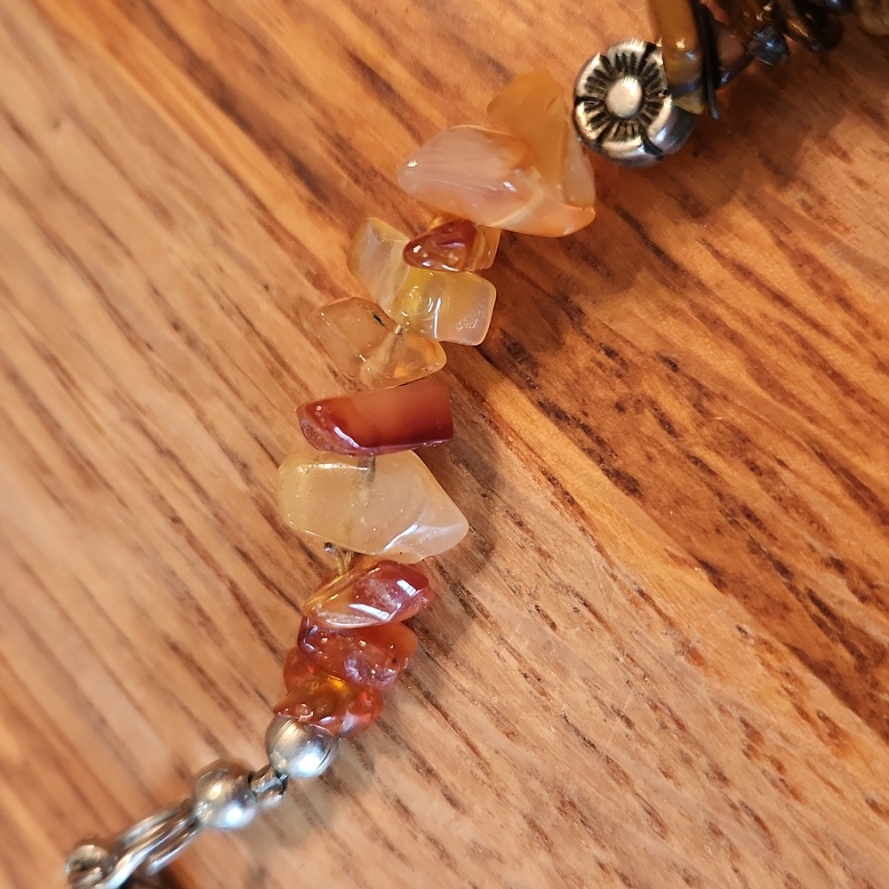 Native American Turquoise Tiger Eye Amber Necklace 17.5" - Picture 5 of 15